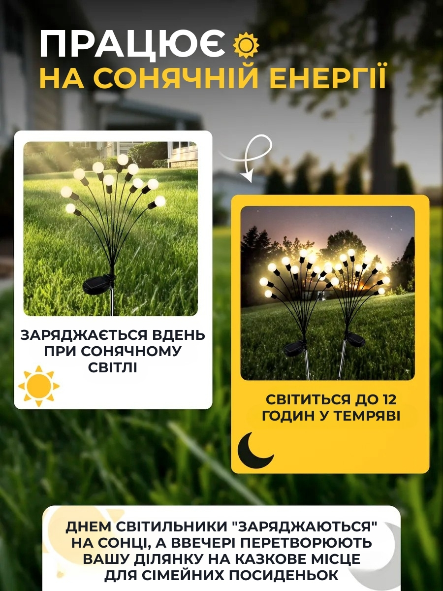 Садовий світлодіодний світильник на сонячній батареї - Світлячок